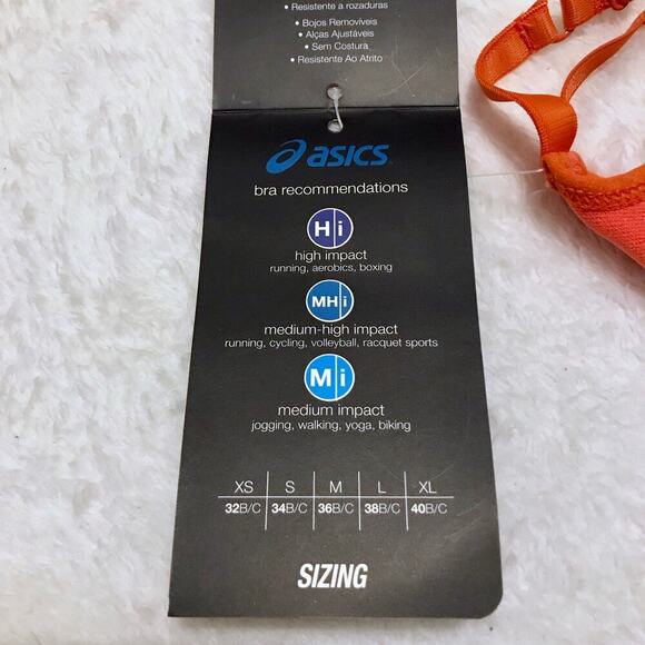 ASICS NWT Orange Sports Bra Women XS/S (32B/C) - Picture 11 of 12